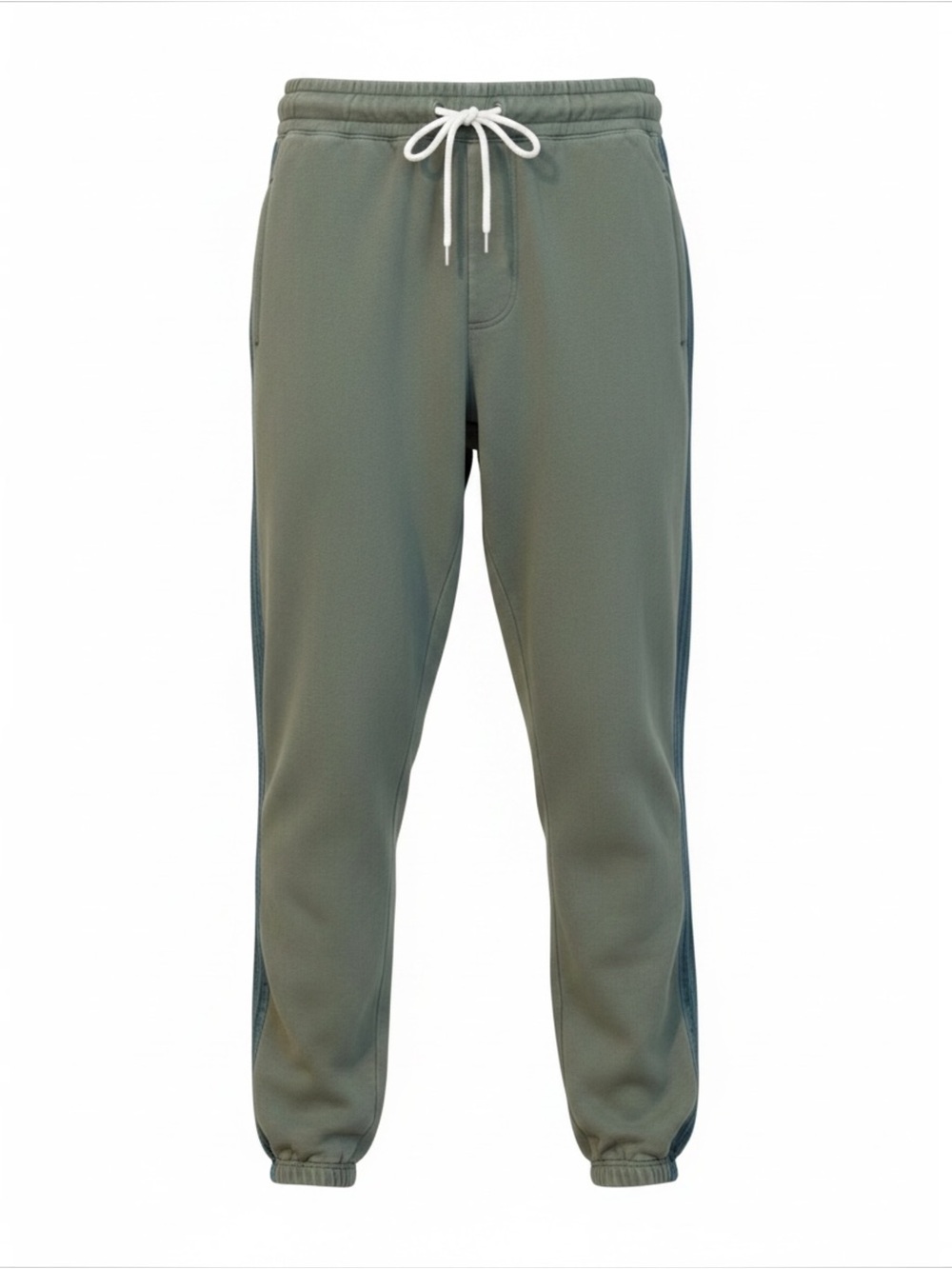 MONROW Sage Green French Terry Cotton Jogger Sweatpants | Denim Trim | Small